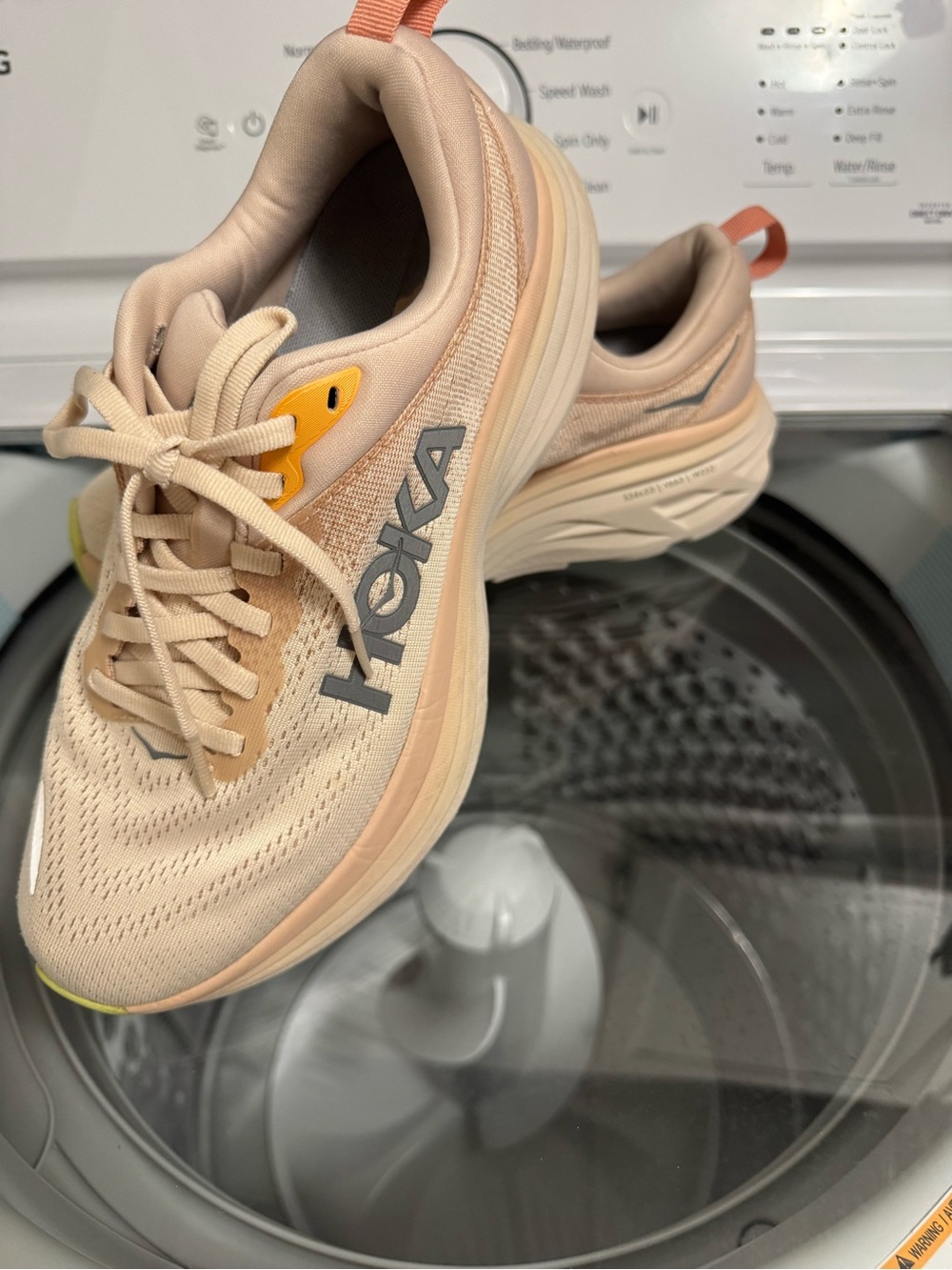Hoka Beige Peach Running Shoes - Picture 2 of 14